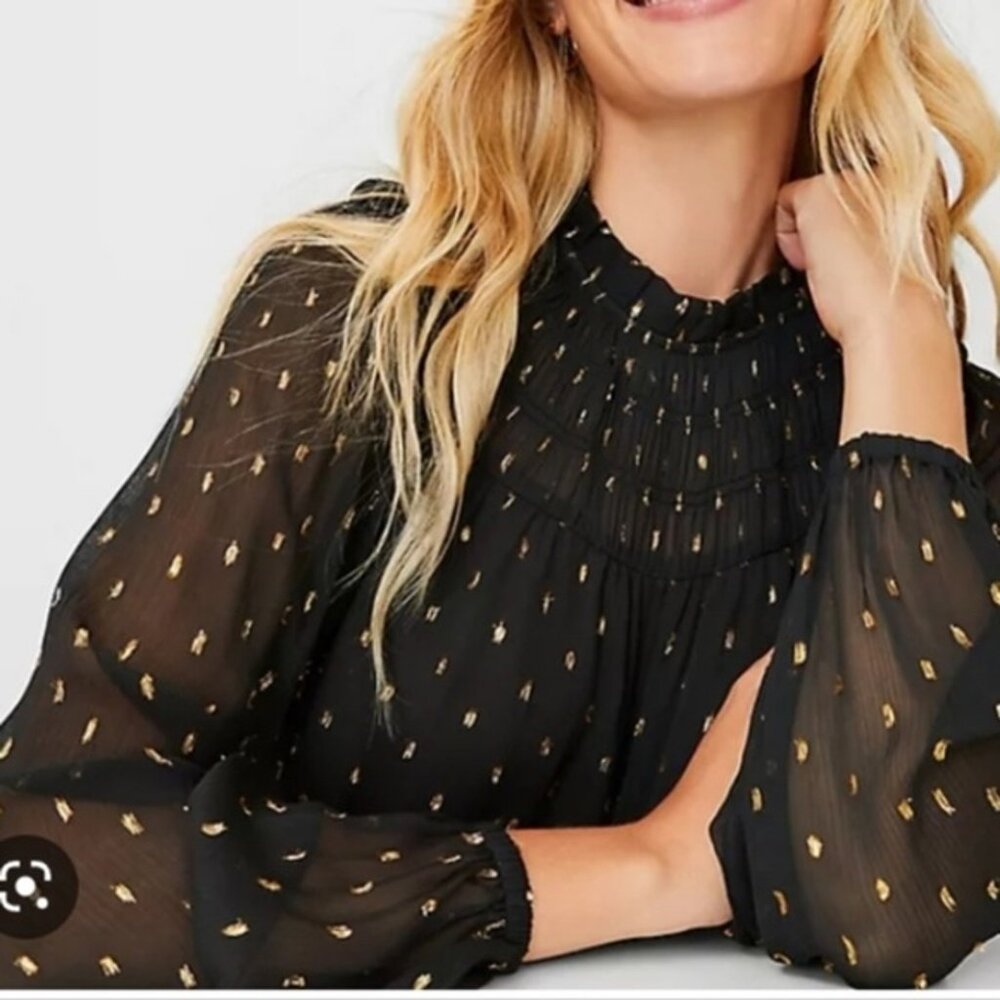 Ann Taylor Gold Dot Blouse - Large - Date night!